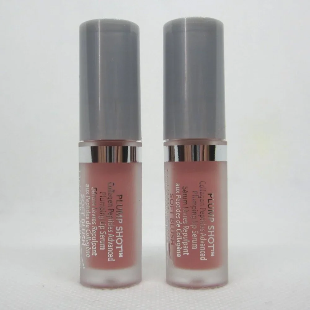 Lot (2) Buxom Plump Shot Plumping Lip Serum Soft Blush travel mini 0.04 oz.